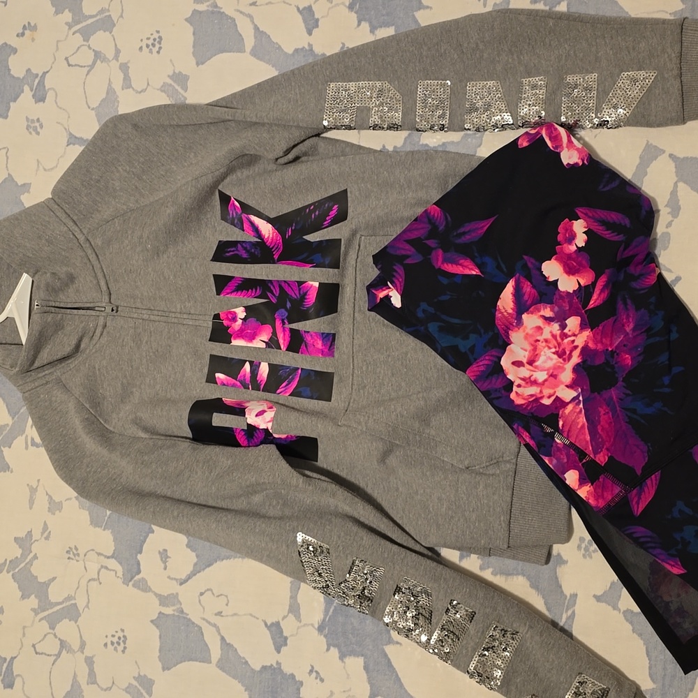 PINK Leggings with matching bling sweatshirt.